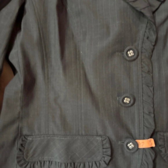 Elegant Black Women's Blazer with Ruffle Accents - Picture 3 of 6